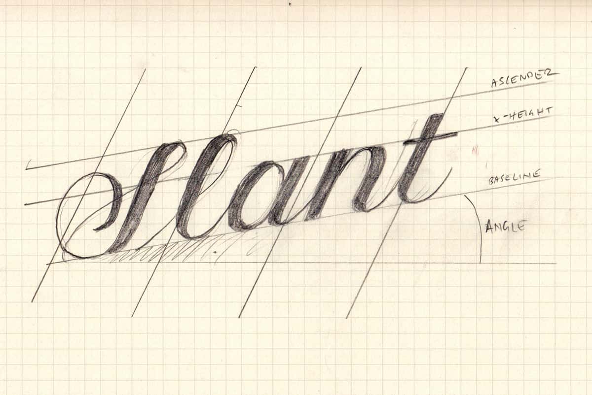 the word slants written on a slant in an oblique style