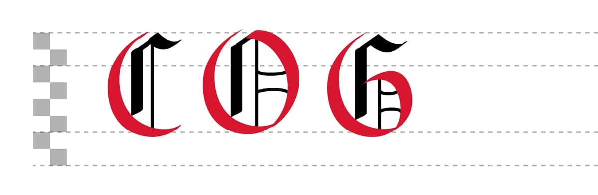 Blackletter curve strokes by Jake Rainis