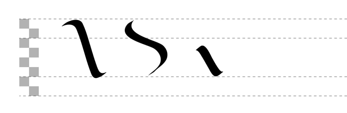 Diagonal blackletter strokes by Jake Rainis