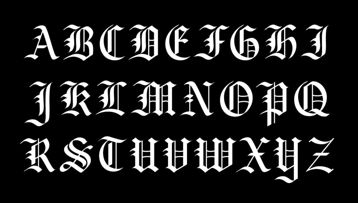 Gothic Fraktur Calligraphy Alphabet