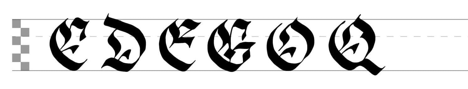 Rounded strokes found in Fraktur majuscules