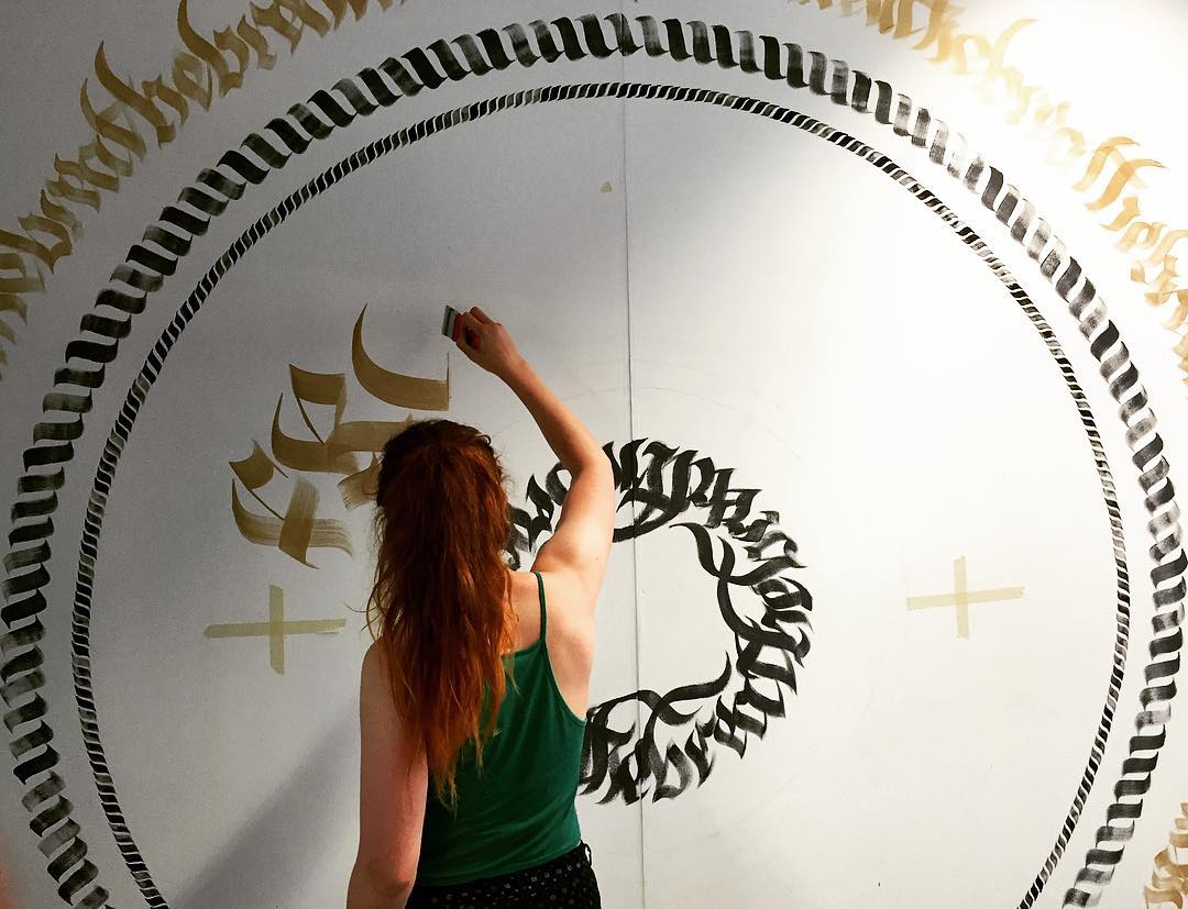 Ellie Heywood mural work in progress.