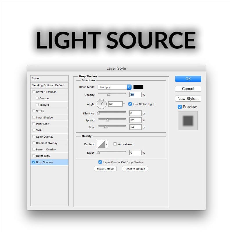 drop shadows in photoshop
