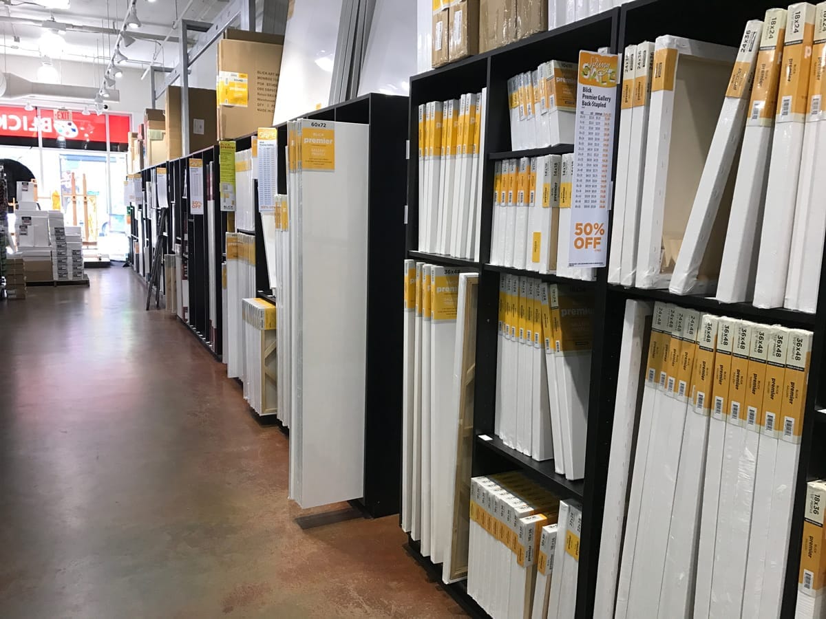 Canvas section of an art store