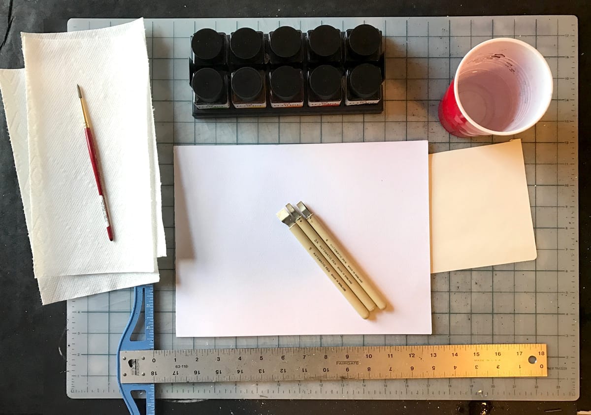 Ideal watercolor calligraphy workspace