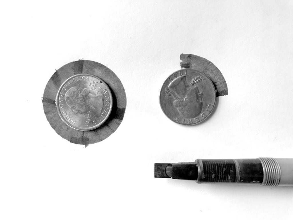 Angle rotation technique around a coin