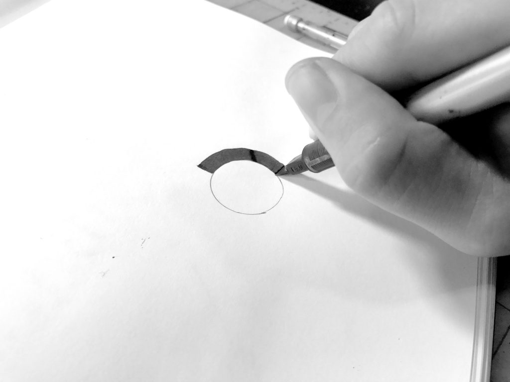 Angle rotation technique with a circle as a guide