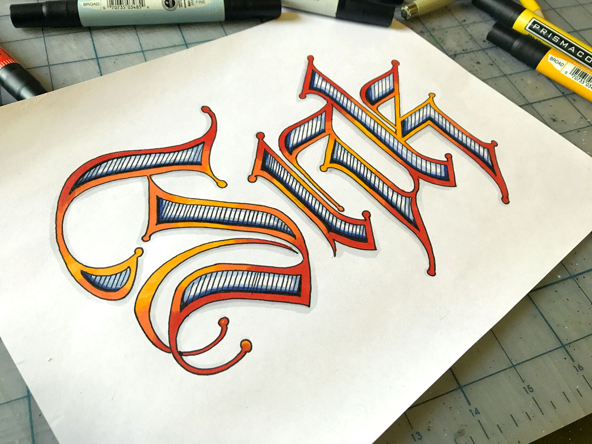 Finished hand lettering of a Calligraphy piece