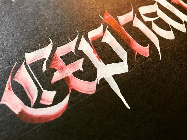 Dipping white parallel in red ink