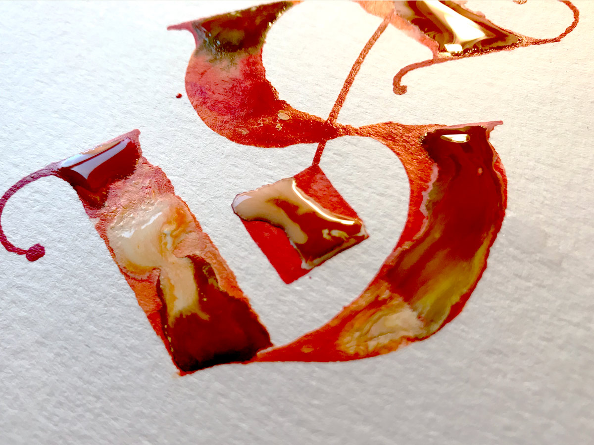 Example of a marbled effect using ink and water