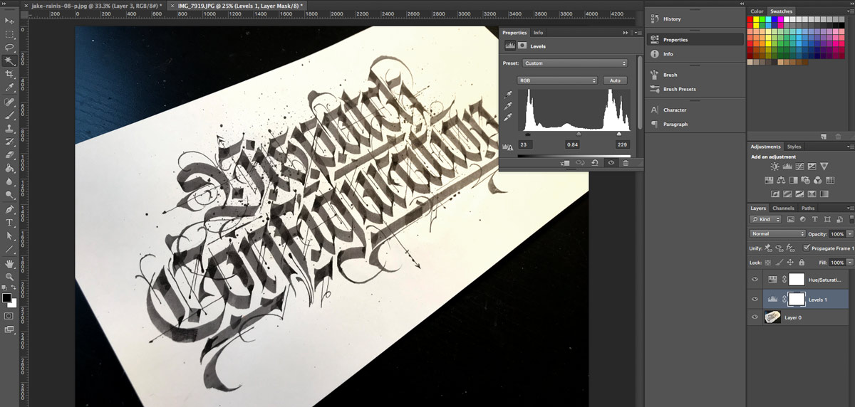 Adjusting the contrast in Photoshop