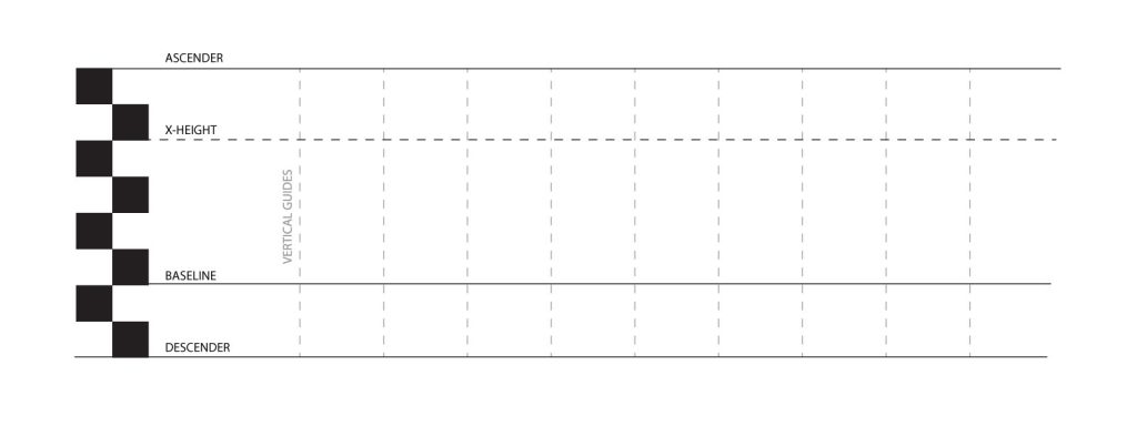 An example of a flat pen calligraphy guide
