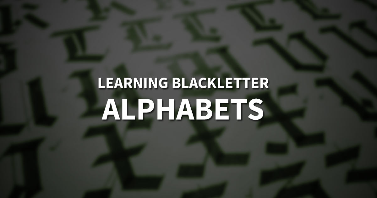 gothic calligraphy alphabet with strokes